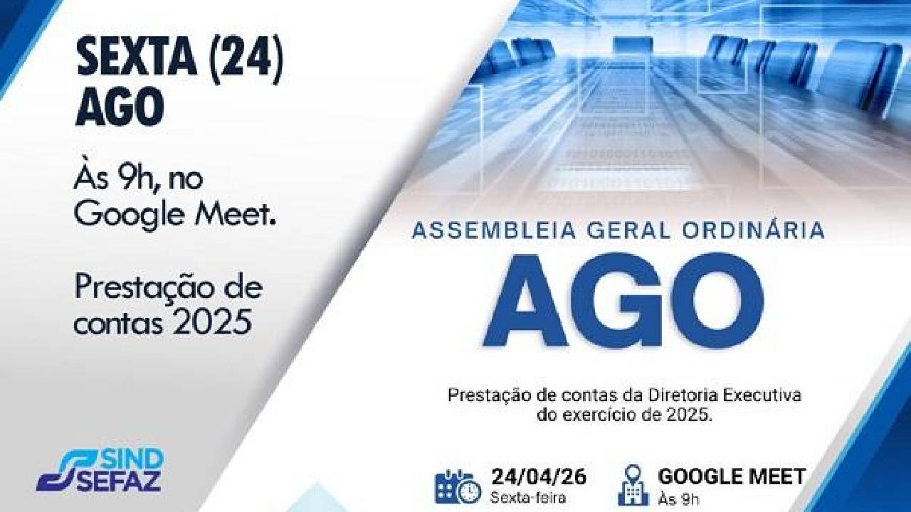 Assembleia, nesta sexta (24), analisa prestação de contas de 2025