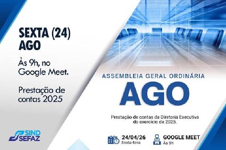 Assembleia, nesta sexta (24), analisa prestação de contas de 2025