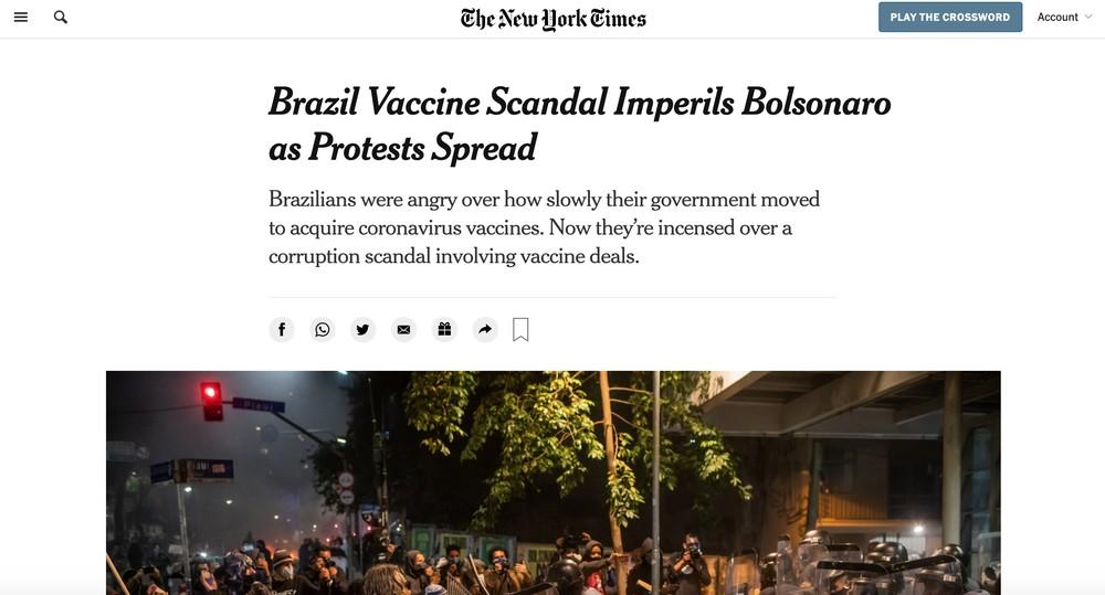Protestos contra o governo e a favor das vacina são noticiados por mídia estrangeira