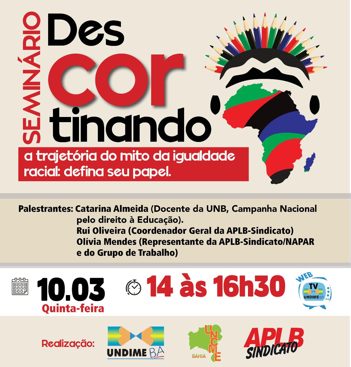 APLB, UNDIME E UCME PROMOVEM SEMINÁRIO SOBRE IGUALDADE RACIAL – VEJA A PROGRAMAÇÃO E PARTICIPE!