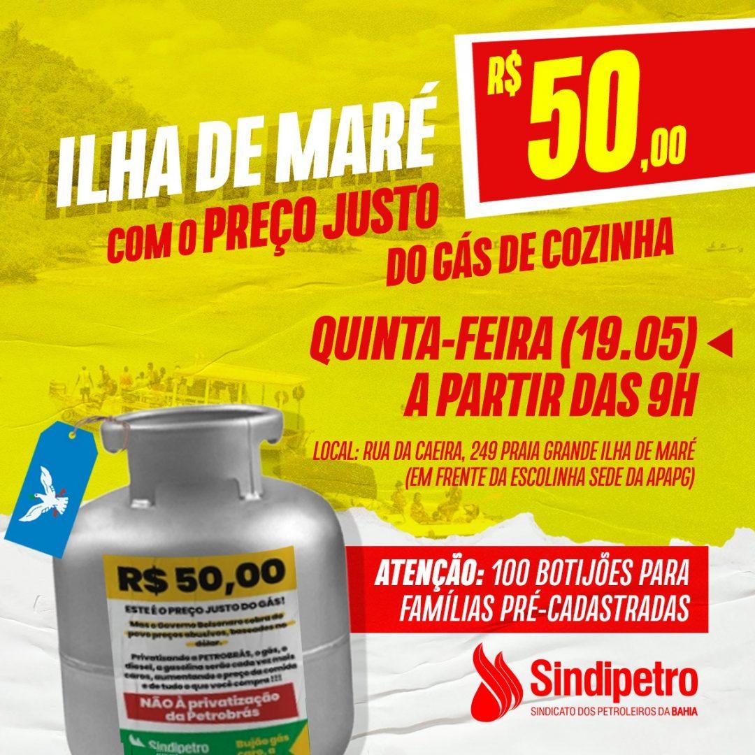 Moradores da Ilha de Maré serão contemplados com ação do preço justo do gás do Sindipetro-BA