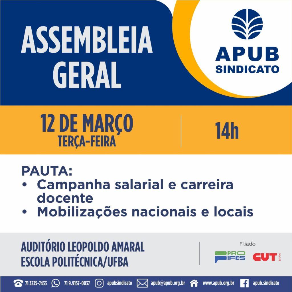 Campanha salarial: Apub convoca Assembleia para o dia 12/3