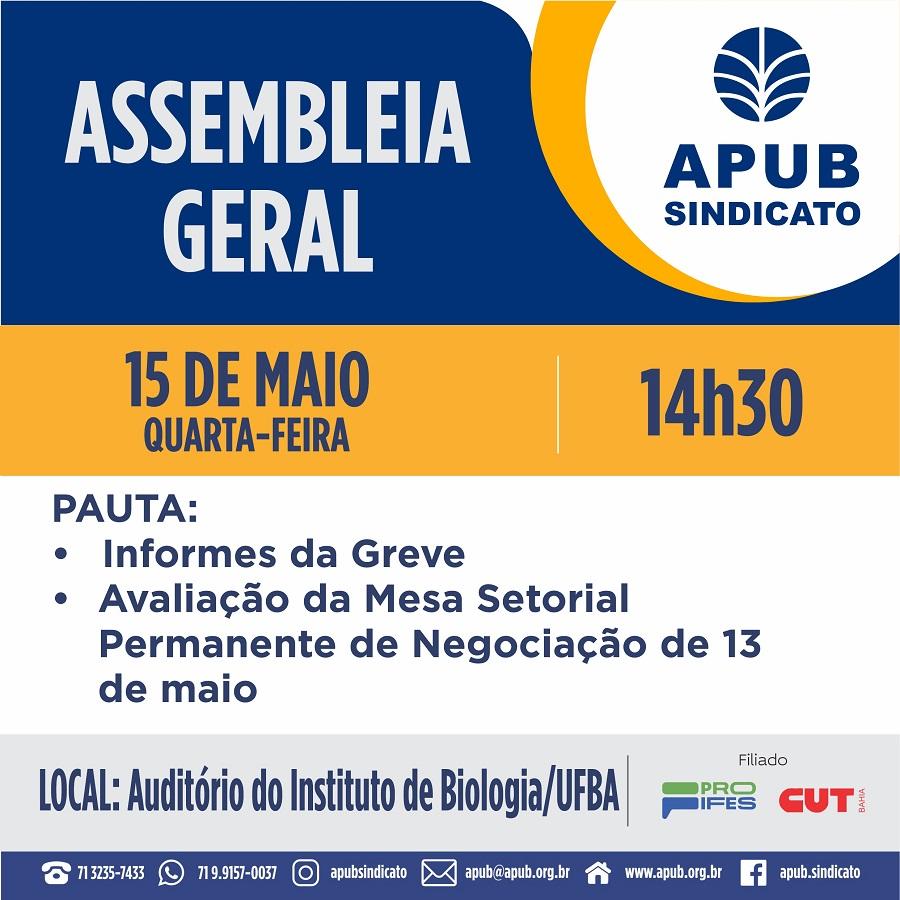 Apub convoca Assembleia para dia 15 de maio