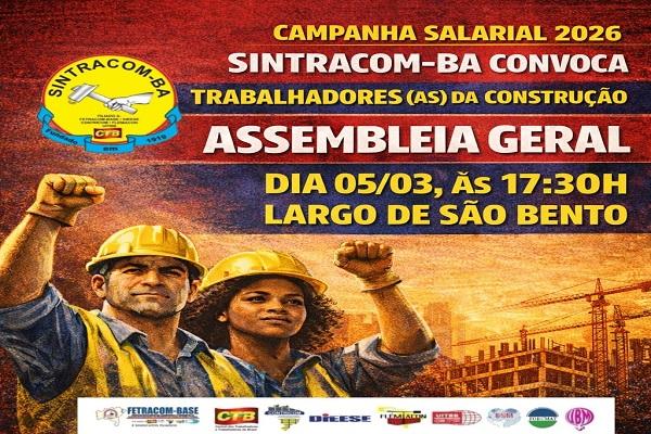ATENÇÃO: Nesta quinta-feira, 05/03, tem Assembleia da Campanha Salarial 2026, às 17:30H, no Largo de São Bento. Participe!