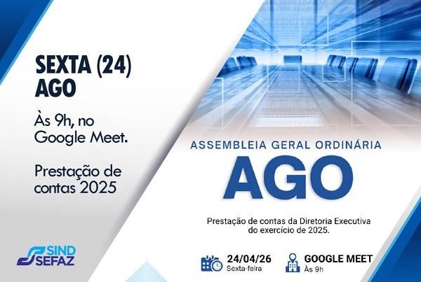 Assembleia, nesta sexta (24), analisa prestação de contas de 2025
